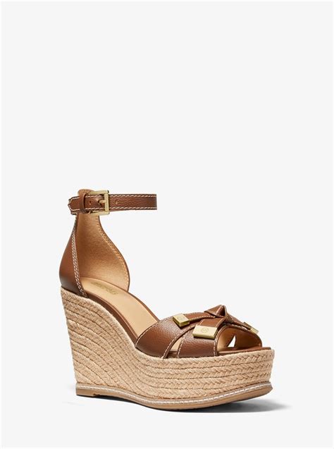 michael michael kors ripley leather wedge sandal|Michael Kors denim wedges.